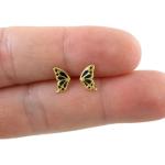 Boucles d'oreilles dorées en argent à motif papillons en argent pour enfant 