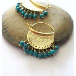 Boucles d'oreilles en perles turquoise en or à perles 18 carats pour femme 