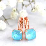 Boucles d'oreilles pendantes turquoise en cristal classiques pour femme 
