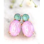 Boucles d'oreilles lilas en cristal à perles en argent 14 carats pour femme 