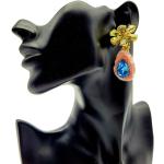 Boucles d'oreilles pendantes dorées en métal à strass look vintage pour femme 