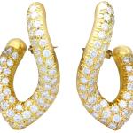 Boucles d'oreilles dorées en or jaune en diamant 18 carats en diamant look vintage 