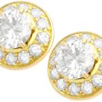 Clous d'oreille, puces d'oreille jaunes en or jaune 18 carats en diamant look vintage 