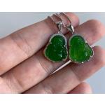 Colliers pierre précieuse vert jade à motif Bouddha pour femme 
