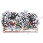 Bougeoir de Noël en Bois de Coton, 2 Flammes, décoration de Pommes de pin, Santa's House