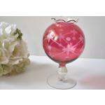 Bougeoirs en verre roses à fleurs en verre 