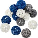 Boule en rotin, 15 pièces 2 pouces boule en osier boule décorative orbes vase remplisseurs bleu lac + gris + blanc - Aiducho