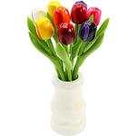 Vases design multicolores en bois à motif fleurs de 21 cm rétro 