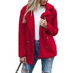 Doudounes en cuir rouges en laine à motif moutons sans manches Taille 5 XL look fashion pour femme en promo 