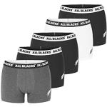 All Blacks Boxer Homme Ultra-Doux, Calecon Homme, Confortable, Respirant (Lot de 5), Noir, Gris, Blanc, Taille S