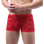Boxers en microfibre rouges en dentelle Taille S look fashion pour homme 