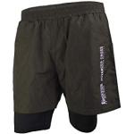 BOXEUR DES RUES - Double Shorts in Army Green with Contrast Stripes, Man