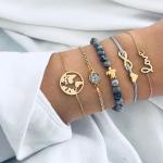 Bracelets de perles bleus à perles à motif tortues look fashion pour femme 