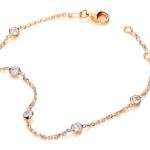 Bracelets argentés en cuir synthétique en or rose en diamant 