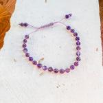 Bracelets de perles prune à perles à motif fleurs amethyste 