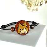 Bracelets marron en bois à perles à motif animaux en bois personnalisés 
