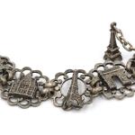 Bracelets breloques argentés en argent Tour Eiffel art nouveau 