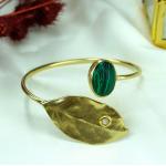 Bracelets manchette verts en or 24 carats fait main classiques 