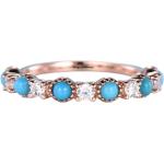 Bracelets de mariage turquoise en or rose en or rose 14 carats en diamant look vintage 