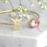 Bracelets manchette rose pastel en cristal 14 carats personnalisés 