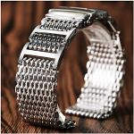 Bracelets de montre gris acier en argent à motif requins à à boucle déployante look fashion pour homme 