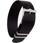 Bracelets de montre noirs en acier look fashion à bracelet zulu pour homme 