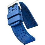 Bracelets de montre bleus en acier finition brossée look sportif en silicone pour homme 