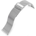 Bracelets de montre gris acier en acier finition brossée classiques en maille milanaise pour homme 