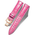 Bracelets de montre roses à motif papillons à à boucle déployante look fashion en cuir pour femme 