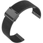 Bracelets de montre noirs en acier imperméables look fashion en maille en métal pour femme 