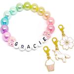 Bracelets de perles violets en résine à strass à motif licornes pour fille 