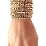 Bracelets de perles gris plomb en or à perles 14 carats personnalisés en lot de 3 pour femme 