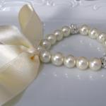Bracelets de perles de mariée blanc d'ivoire en cristal à strass fait main 