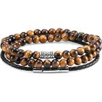 Bracelets de perles Neshraw marron en cuir à perles à motif tigres pour homme 