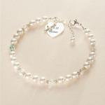 Bracelets de perles pour la communion argentés en cristal à perles personnalisés pour fille 