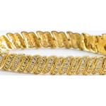 Bracelets à mailles argentés en or 24 carats en diamant look vintage pour femme 