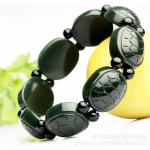Bracelets porte-bonheurs vert jade à motif tortues look fashion pour femme 