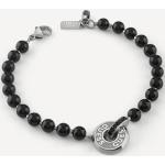 Bracelets de perles Guess noirs en acier à perles gravés 