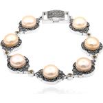 Bracelets de perles orange en argent à perles pour femme 