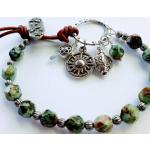 Bracelets de perles turquoise en argent à perles à motif papillons style ethnique 