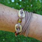 Bracelets blanc d'ivoire en cuir à perles à motif France en bois 