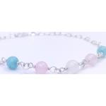 Bracelets de perles argentés en cristal à perles fait main 