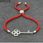 Bracelets porte-bonheurs rouges en cristal personnalisés look fashion pour femme 