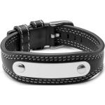 Bracelets Lucléon noirs en acier en cuir personnalisés pour homme 