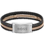Bracelets manchette de créateur HUGO BOSS BOSS noirs en cuir pour homme 