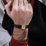 Bracelets manchette argentés en cuir personnalisés pour homme 