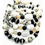 Bracelets de perles argentés en argent à perles fait main look asiatique pour femme 