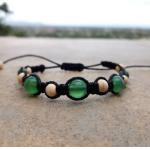 Bracelets vert jade en cristal à perles en bois fait main pour femme 