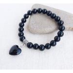 Bracelets de perles noirs à perles en onyx pour femme 