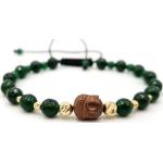 Bracelets de perles vert jade à perles à motif Bouddha look fashion pour femme 